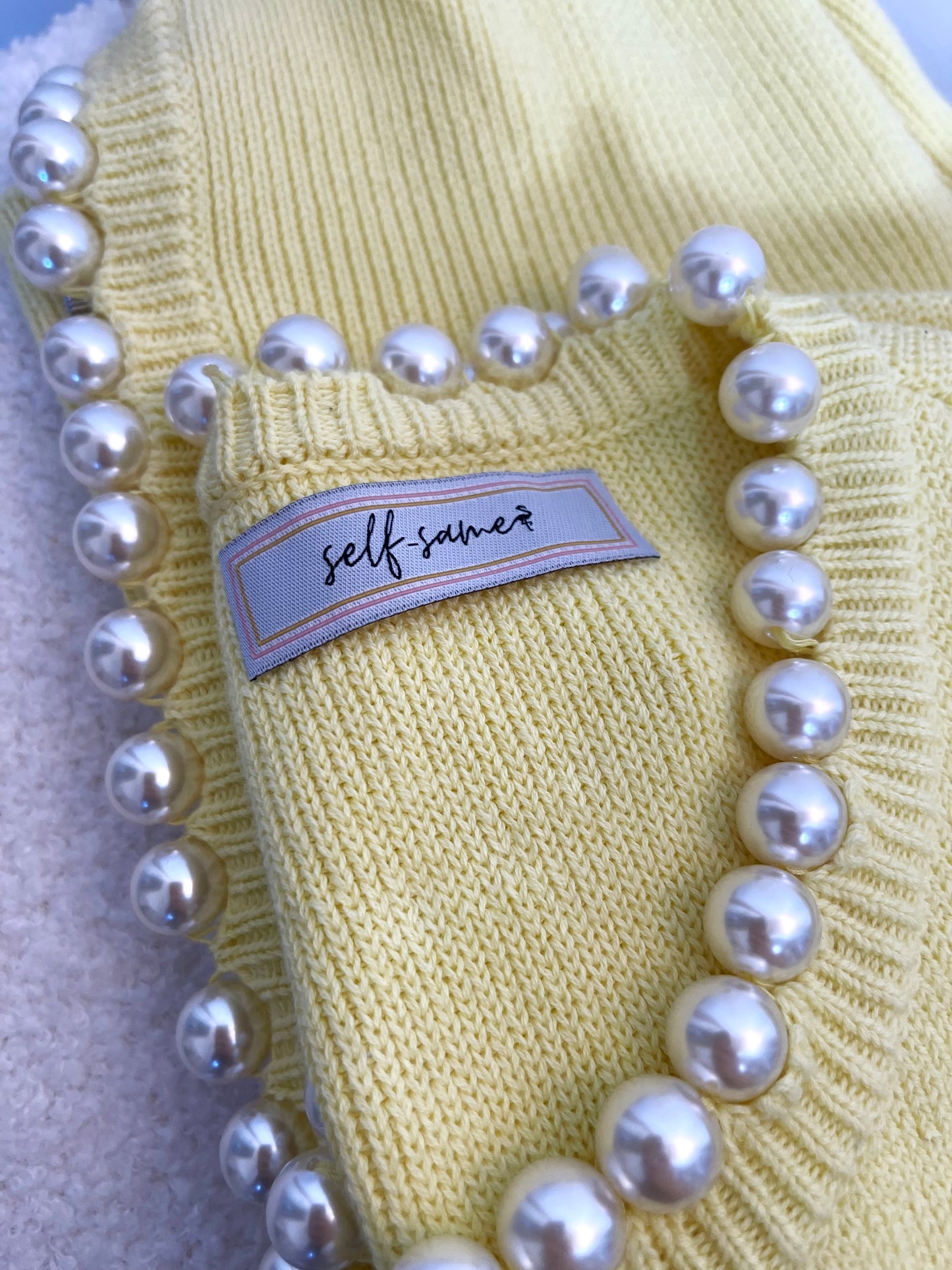 Charlotte pearl trim cardigan in pale yellow