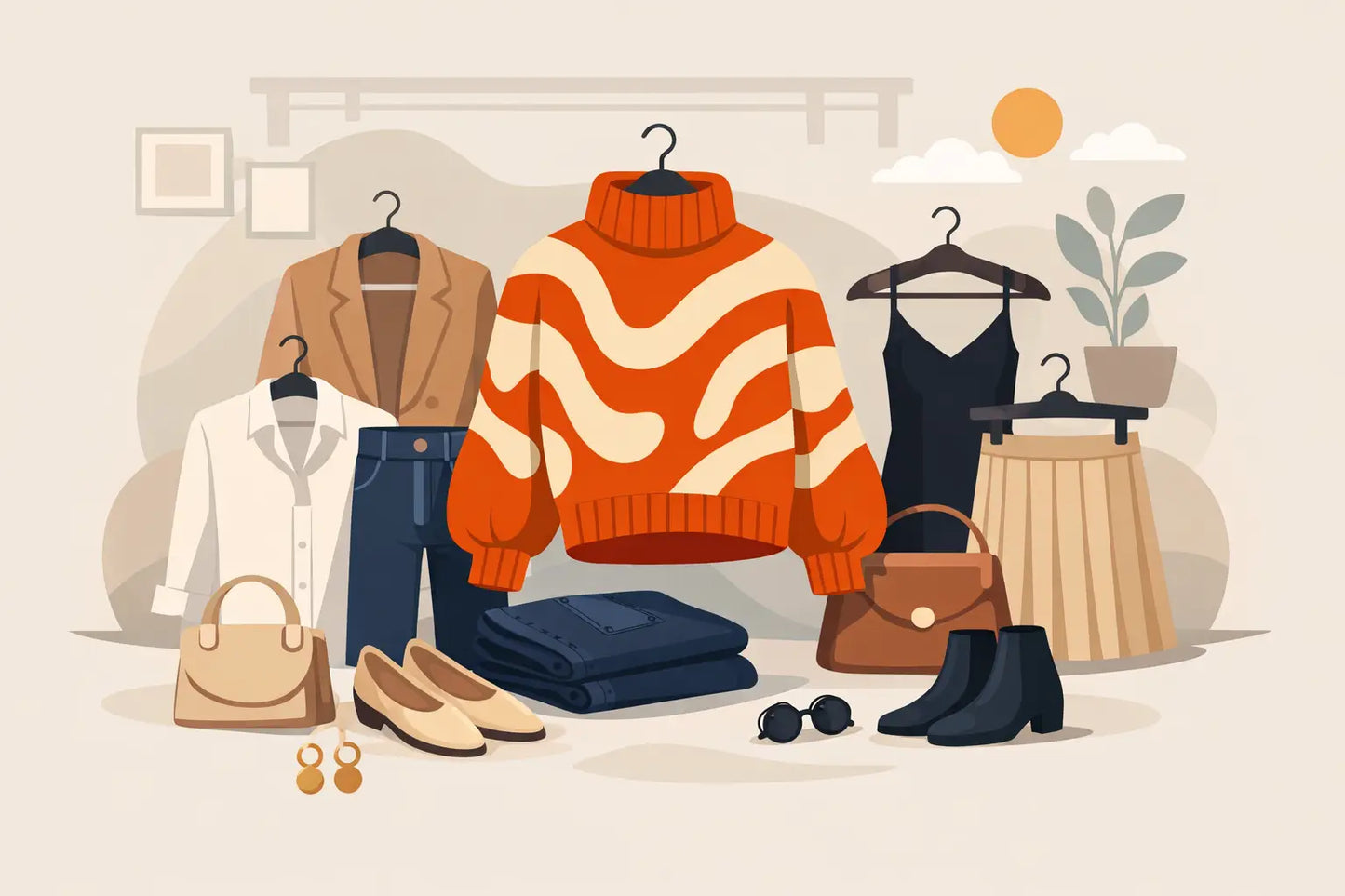Example Capsule Wardrobe With Statement Knitwear