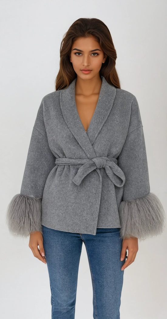 Bailey wool Mongalian fur coat
