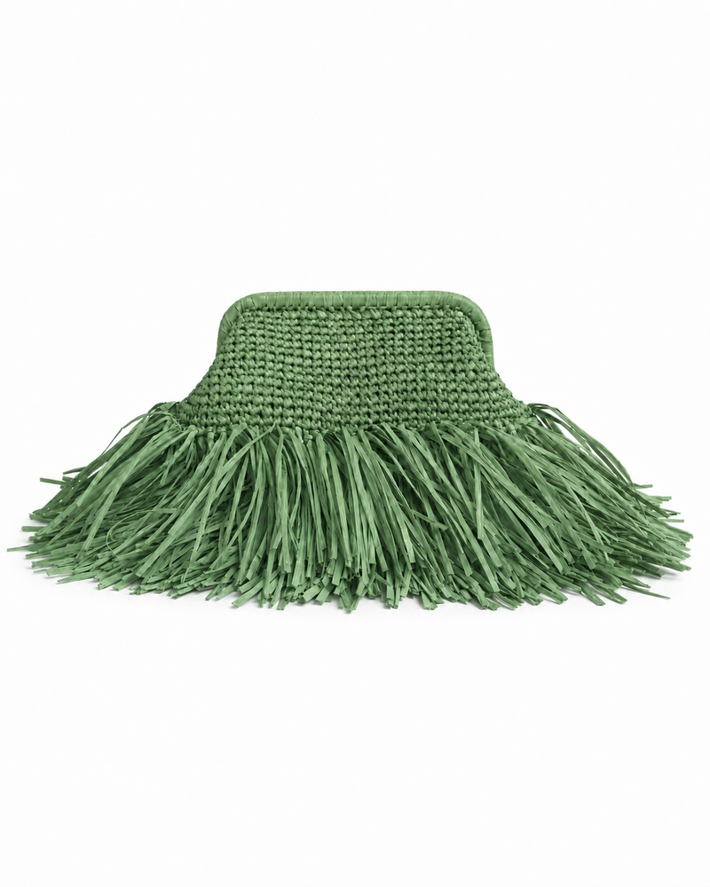 Spritz Fringe Clutch Bag- Green