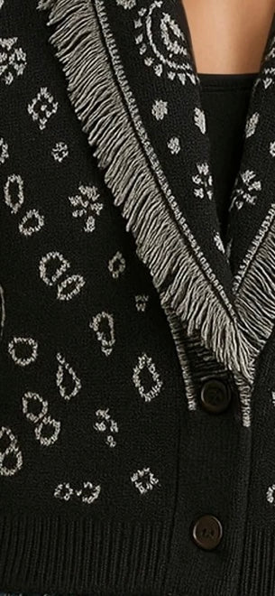 Isabel printed fringe cardigan