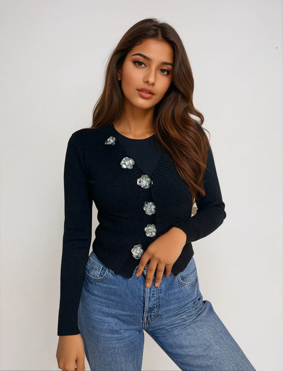 Blossom paillette sequin cardigan