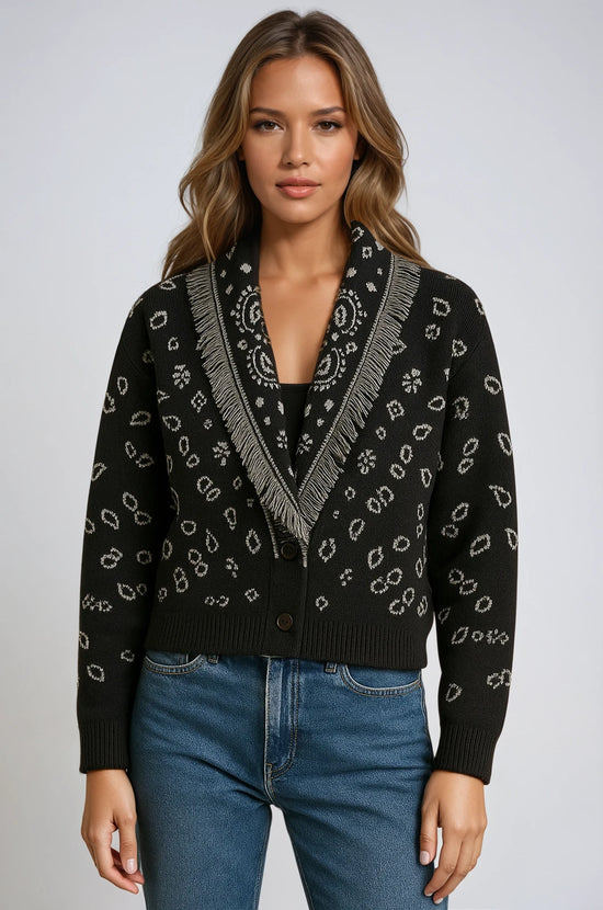 Isabel printed fringe cardigan