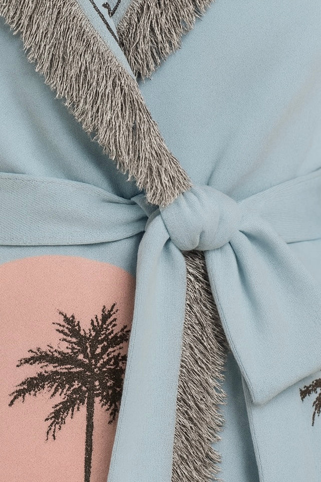 Palmer fringe cardigan in sky blue