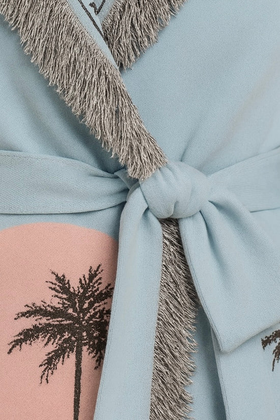 Palmer fringe cardigan in sky blue