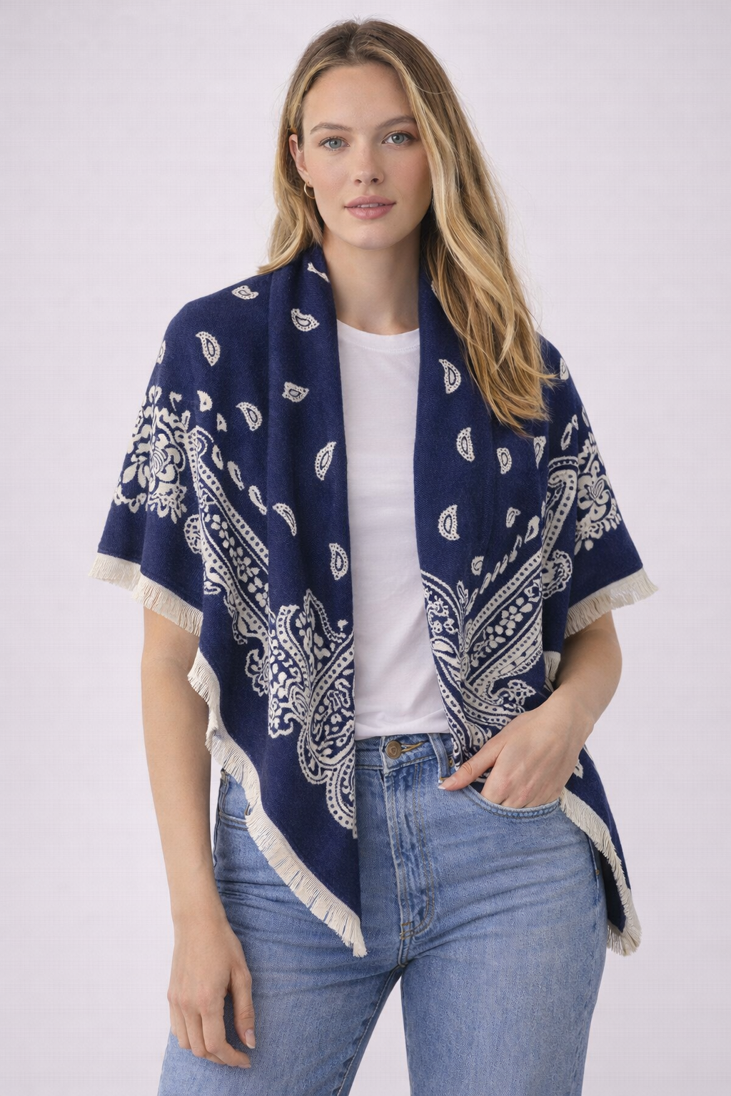 Honey Paisley shawl-Navy