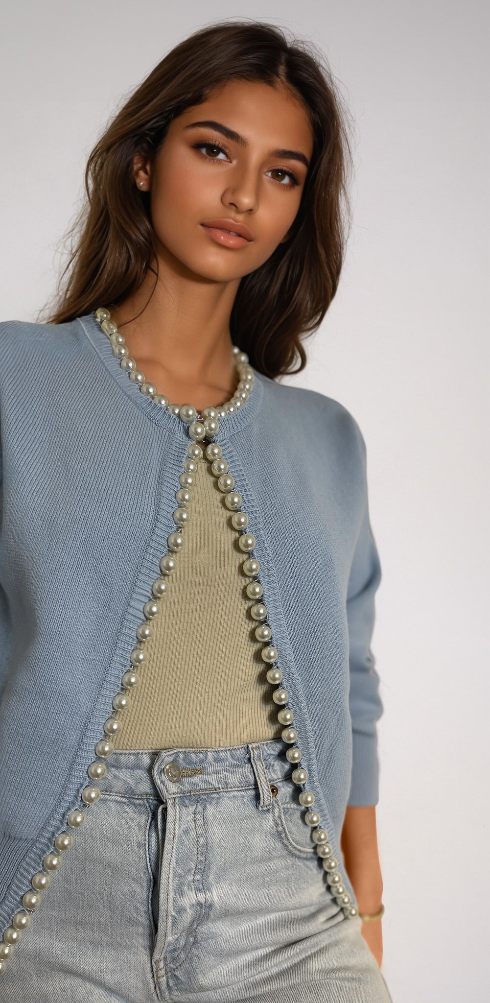 Pearl shoulder cardigan new arrivals
