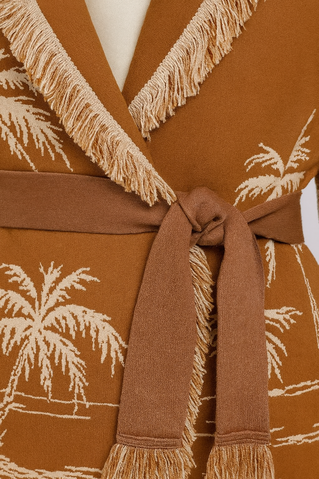Palmer fringe cardigan in biscuit