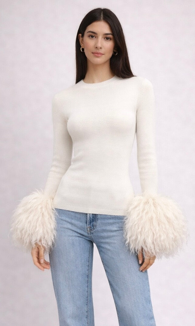 Mongolian fur cuff jumper
