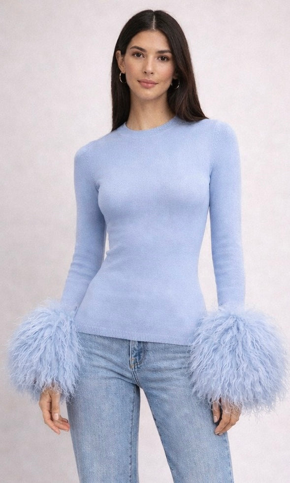 Mongolian fur cuff jumper