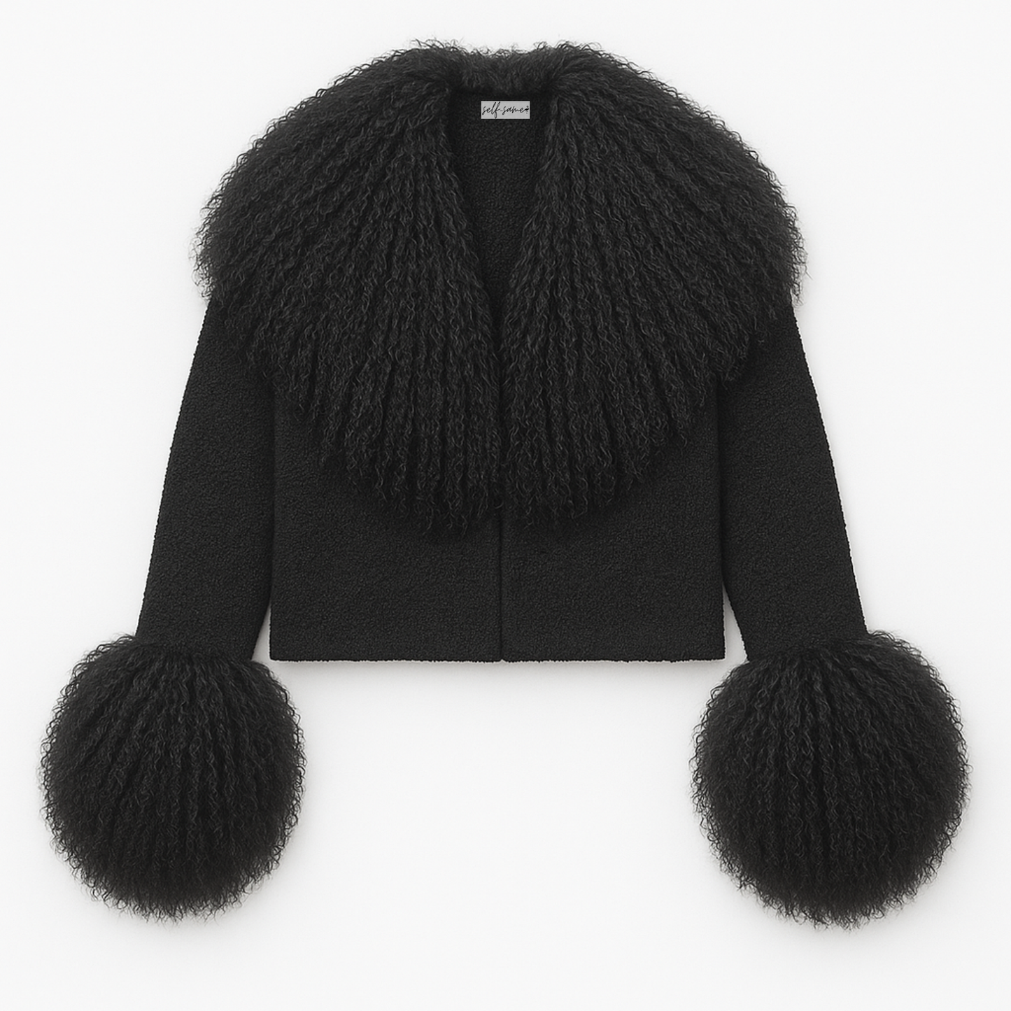 Odette Mongolian fur jacket-Black
