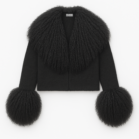 Odette Mongolian fur jacket-Black