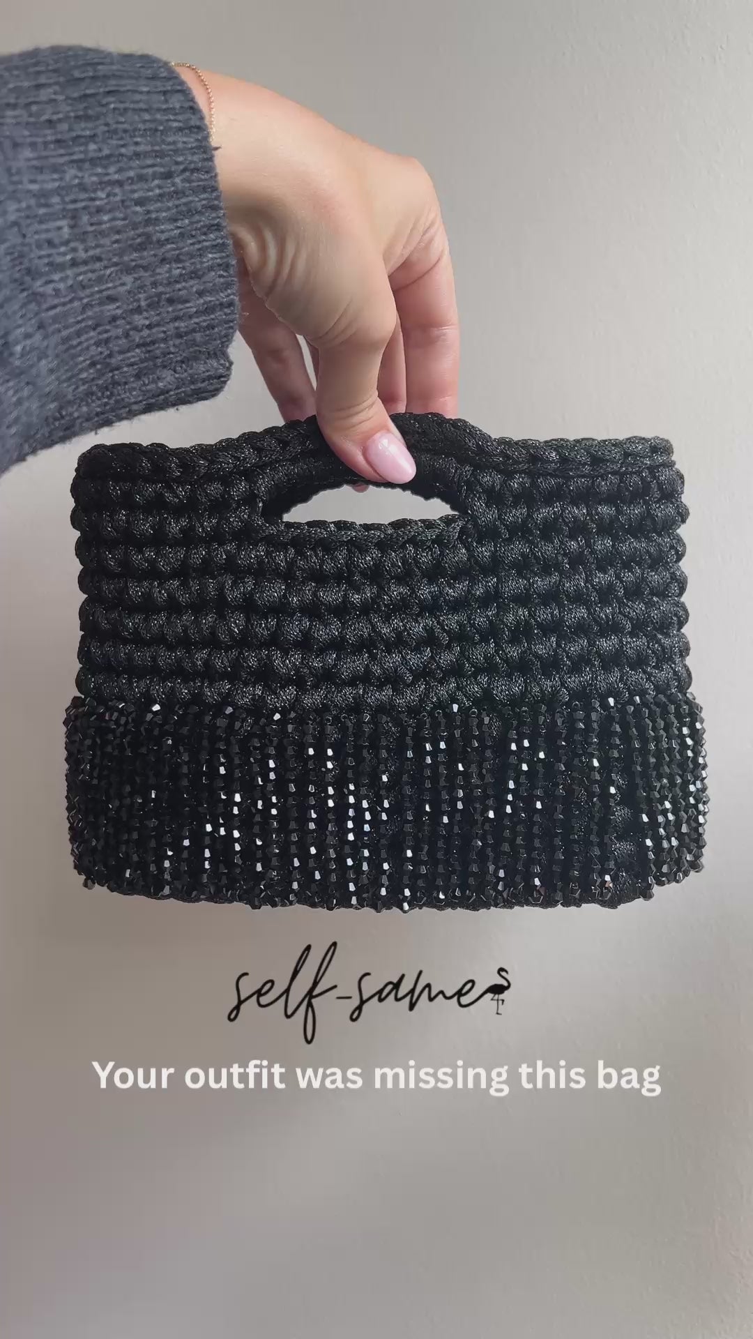 The etta beaded bag-Black