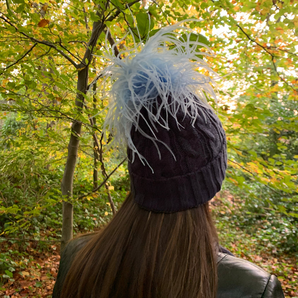 Flossy feather beanie